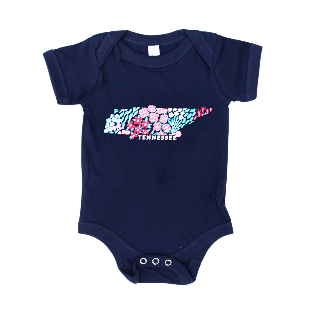 Floral Tennessee Navy Onesie