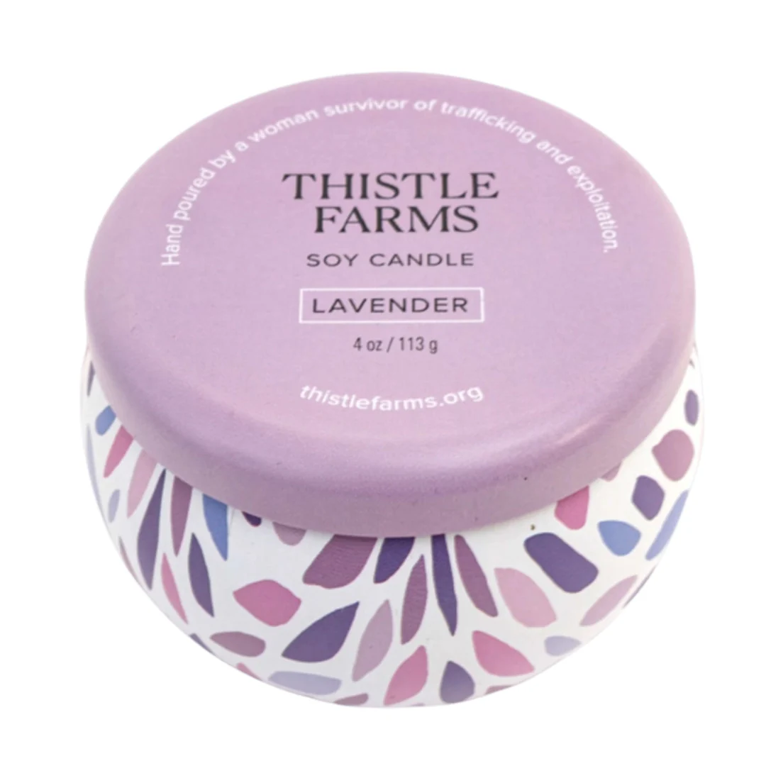 Lavender Candle in Purple Tin